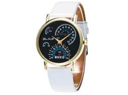 Reloj De Pareja De Cuero Pu Con Cuarzo, Dial Redondo, Para Coche Zhoulianfa (blanco)
