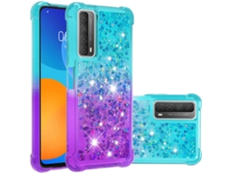 Capa Líquida Brilhante Strass para Huawei Huawei P Smart 2021 HONGWE. Silicone Textura Macia Anti-Choque Bege
