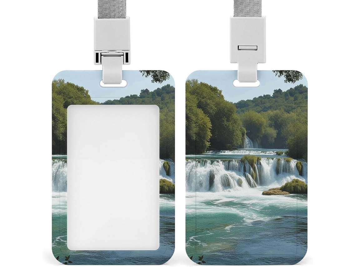 Porta Crachá Impermeável Com Estampa de Cachoeiras No Rio Krka, Ideal Escritórios, Enfermagem, Ensino E Mulheres