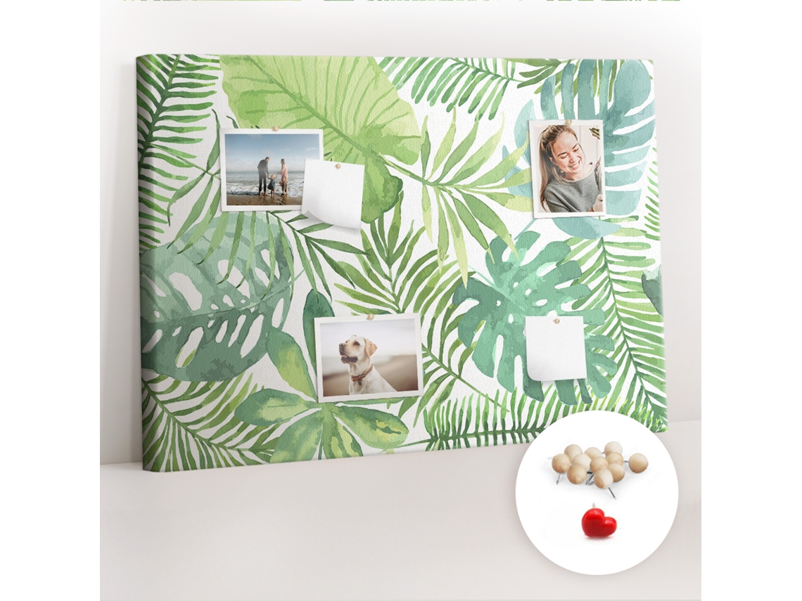 Lousa De Cortiça Folhas Tropicais Para O Escritório Espelharte (100x70 Cm)