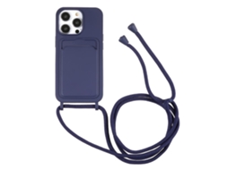 Suporte Casa Quedas Cartões Para Iphone 14 Pro Max Silicone Anti-choque Azul