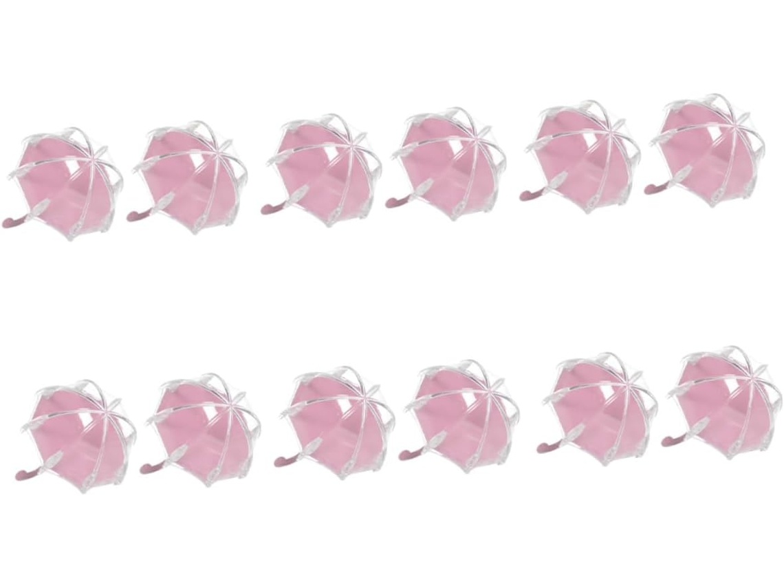 Conjunto De 12 Caixas Lembrancinhas Ecológicas Plástico, Rosa, Com Estampa De Coração Ideais Para Casamentos, Chás De