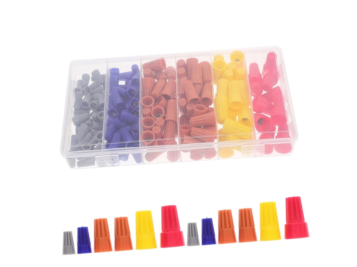 Kit De 158 Peças Conectores Elétricos E Tampas Rosca Plástico Ultechnovo Para Circuitos, Conexão Rápida E Segura Em