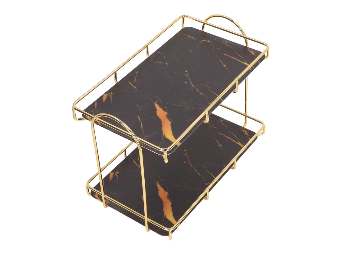 Prateleira de Banheiro de 2 Camadas Organizador Dourado Grande 31X31 5 Cm NEVEANCE