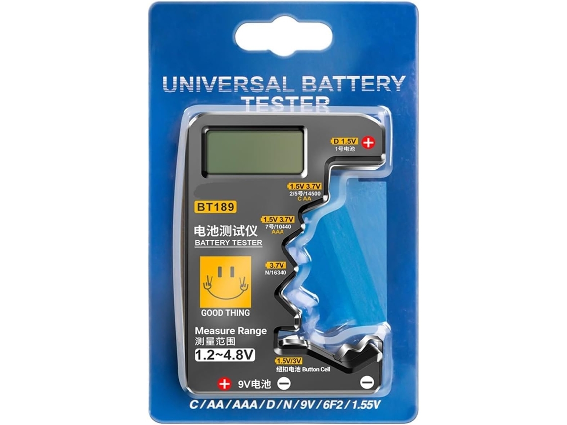 Testador de Baterias Tipo Botão Bt189 9v Ndc Aa Aaa, Universal, com Tela Lcd. SFUSHOS