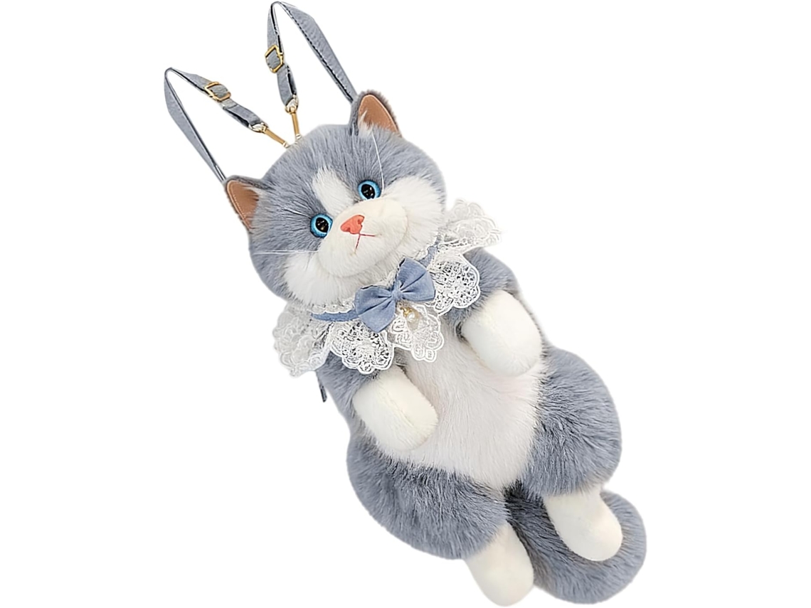 Mochila De Pelúcia Em Formato De Gato, Fofa E Moderna, Bolsa Estilosa Com Estampa De Animais, Para Meninas