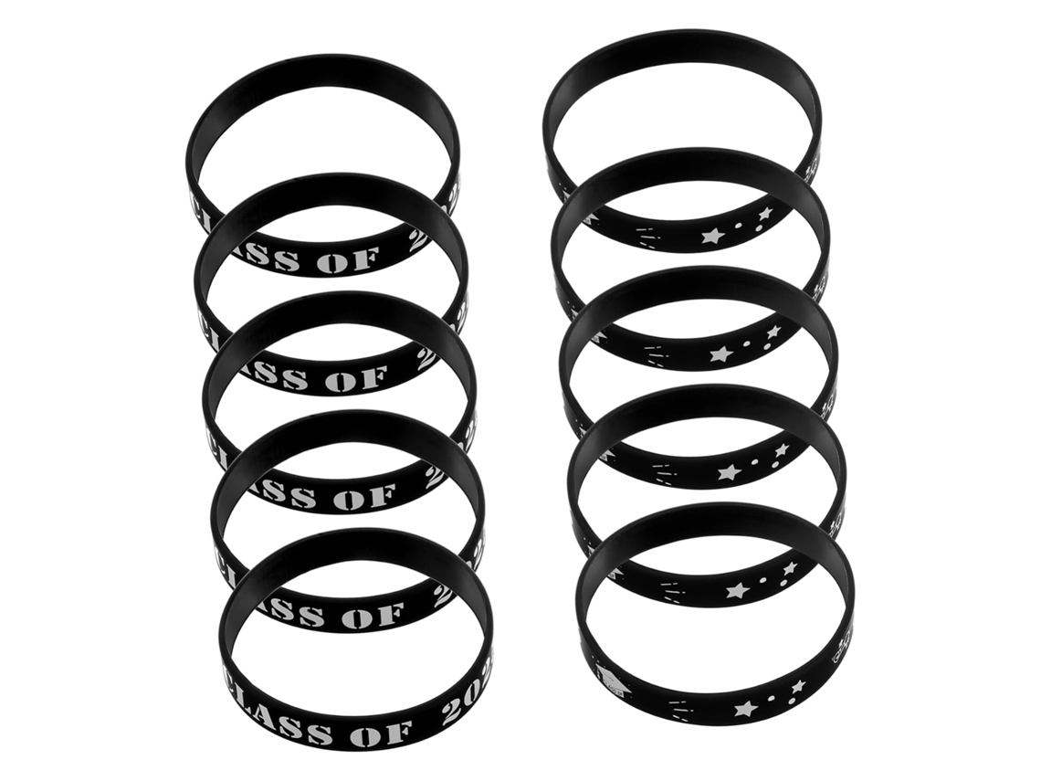 Pulseiras de silicone Pretas Classe 2025, pacote com 20 unidades.
