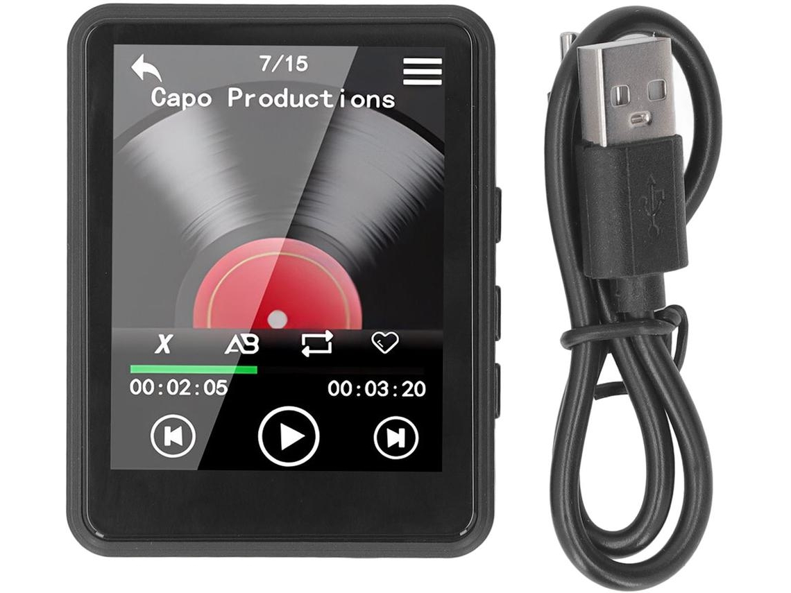Leitor Mp3/Mp4 YIZHOOD T7 2.4Inch com Cartão Tf 32G Preto