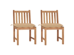 Vidaxl Cadeiras De Jardim C/ Almofadões 2 Pcs Madeira De Teca Maciça