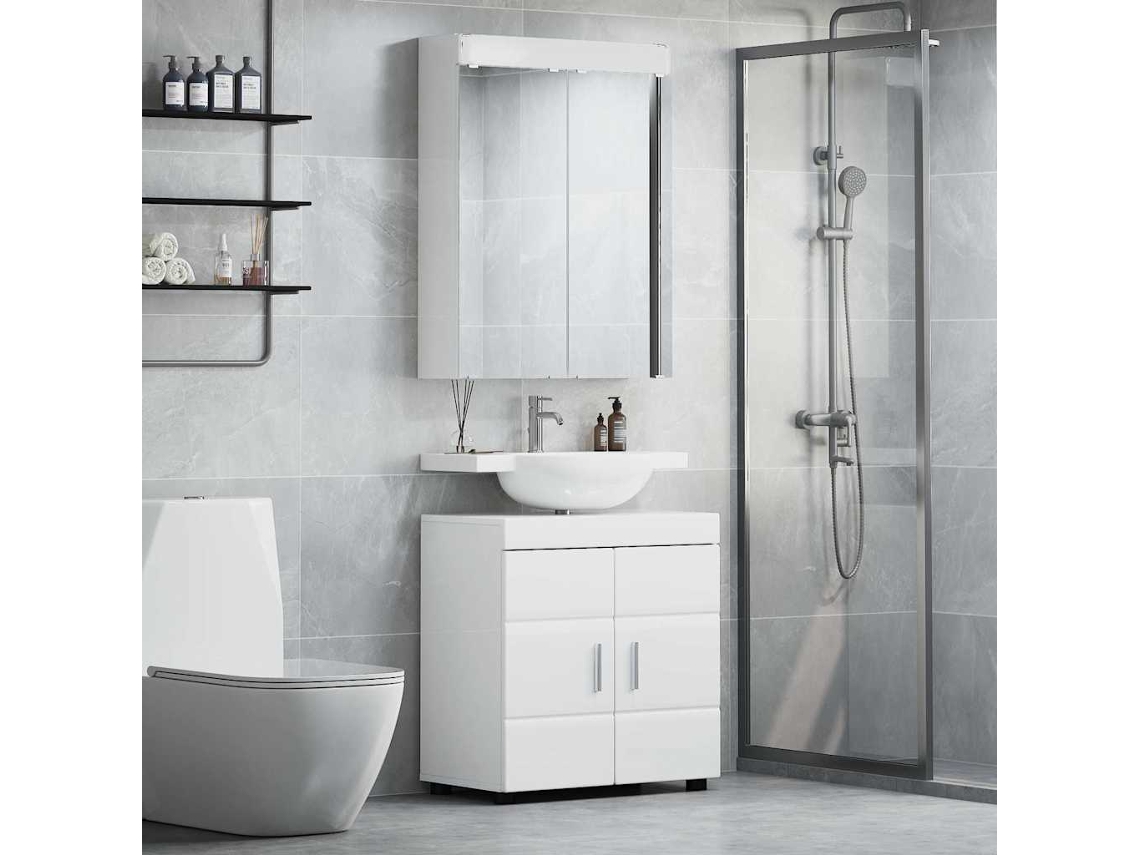 Vidaxl Conjunto De Móveis Para Banheiro Tulum 2 Unid. Branco Brilhante