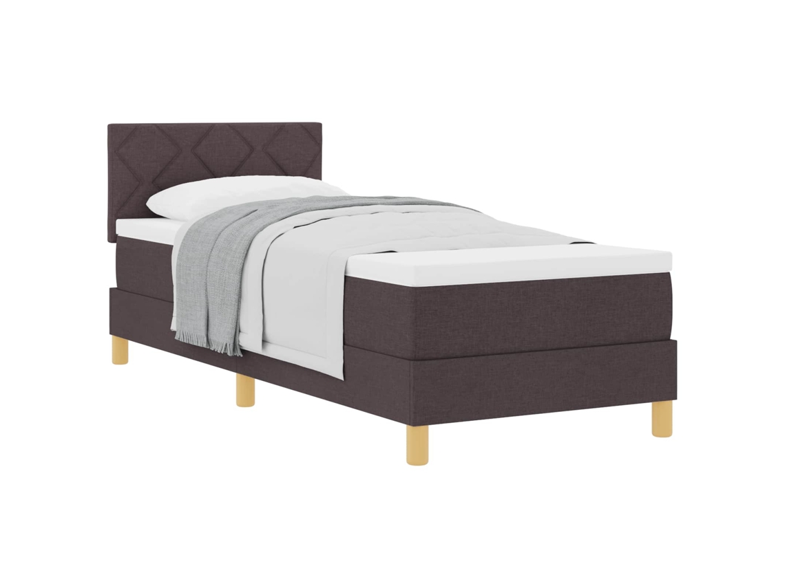 Cama Box com Colchão Marrom Escuro 80 X 200 Cm Tecido MAISON EXCLUSIVE