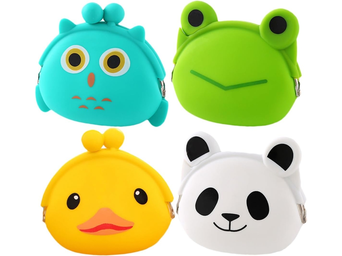 Conjunto De Carteiras De Silicone Com 4 Peças Para Meninos E Meninas, Porta-moedas Compacto E Colorido, Estojo.