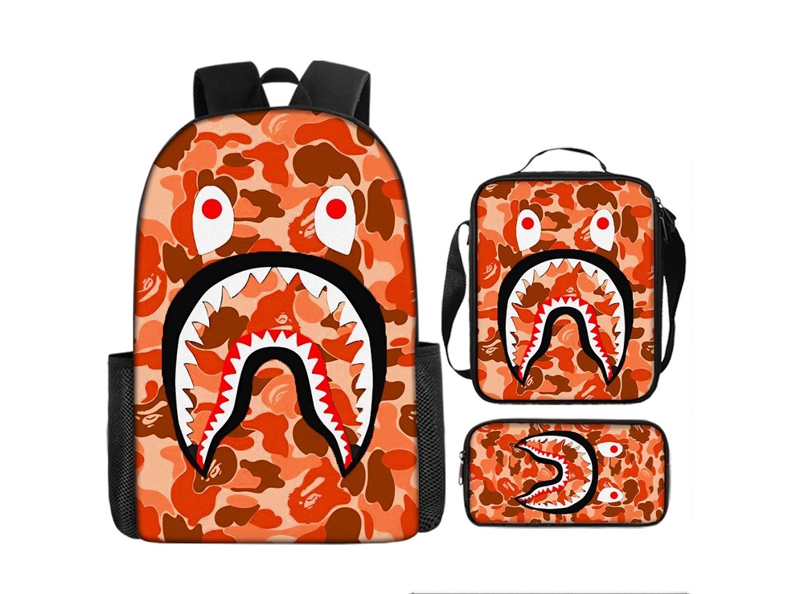 Mochila Escolar Infantil Leve e Respirável CUICH Estampa De Desenho Animado De 17 Polegadas (Shark 5)