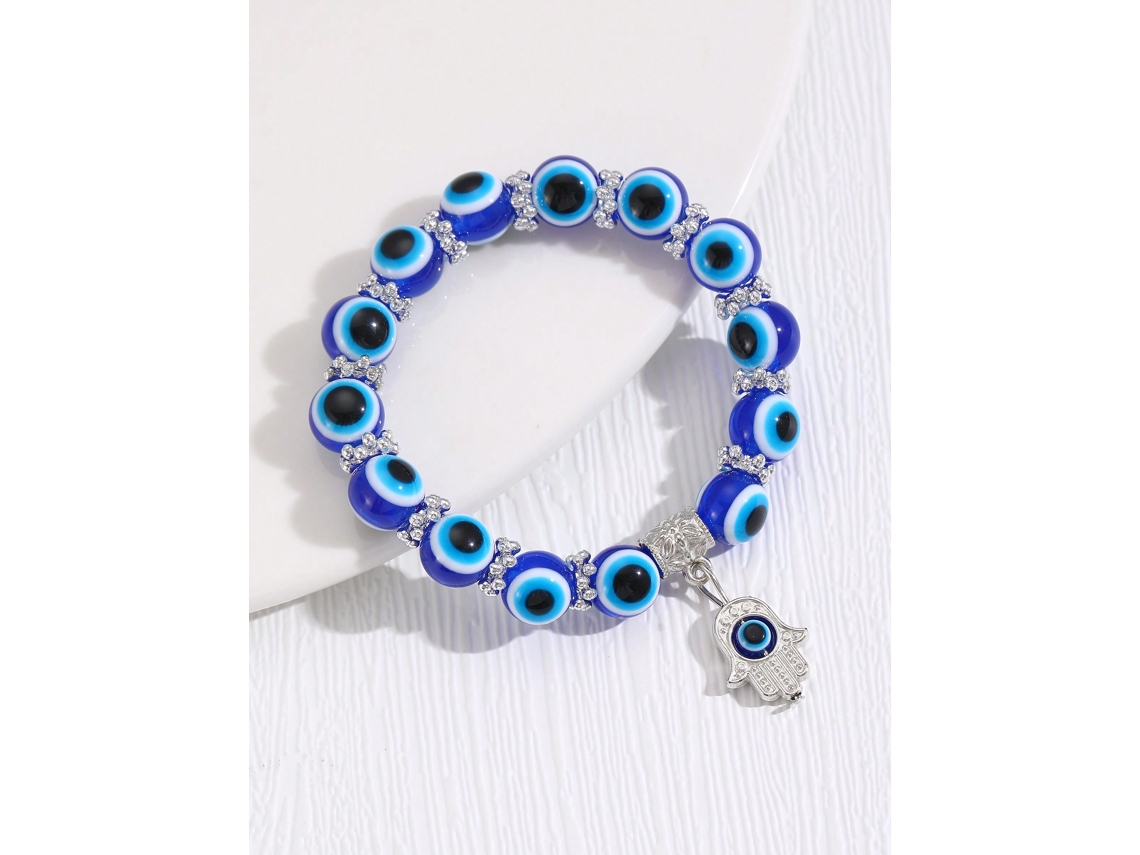Pulseira Olho Grego, Pulseira com Pingente Mão de Hamsa Azul SIURN