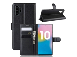 Capa De Couro Com Textura De Lichia, Formato Flip Horizontal, Para Galaxy Note 10 Pro, Com Carteira, Suporte E Compartimentos Para Cartões (marrom)