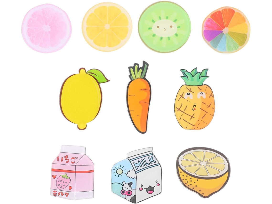 Conjunto De 10 Ímãs Geladeira Em Formato Frutas, Modelos Variados, Em Resina