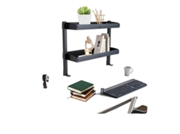 Prateleira De Mesa Com Grampo, Aço Carbono Resistente, Design Ajustável, Preto
