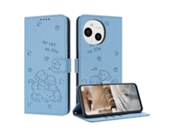 Capa De Couro Para Celular Com Estampa De Gatinho E Cordão