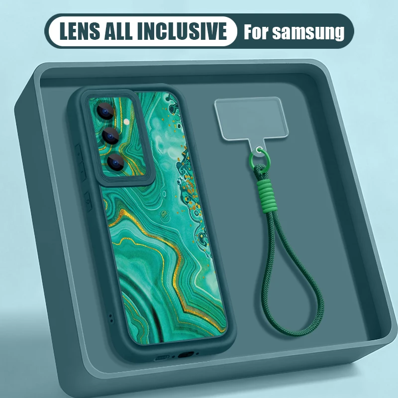 Capa Para Celular Galaxy S24 Ultra Com Estampa De Mármore E Cordão (azul), Capa Macia.