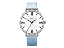 Relógio Feminino de Moda Pulseira de Couro Pu Dial Redondo Quartzo Azul