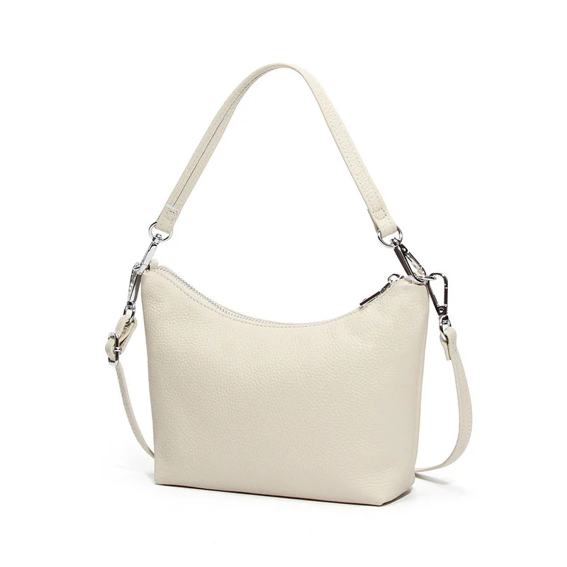 Bolsa Transversal Feminina De Couro Genuíno Marrom Claro, De Marca De Luxo.