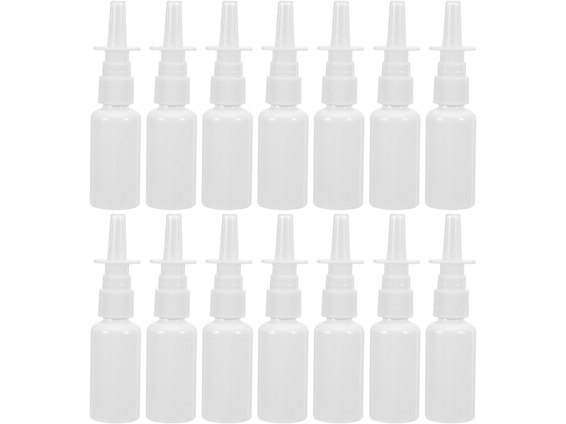 Pacote Com 24 Frascos Recarregáveis De 30ml Para Spray Nasal, Feitos De Plástico Branco.