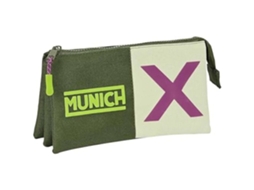 Estojo Triplo Infantil Safta Munich Bright Khaki Confortável E Versátil 22x3x12cm