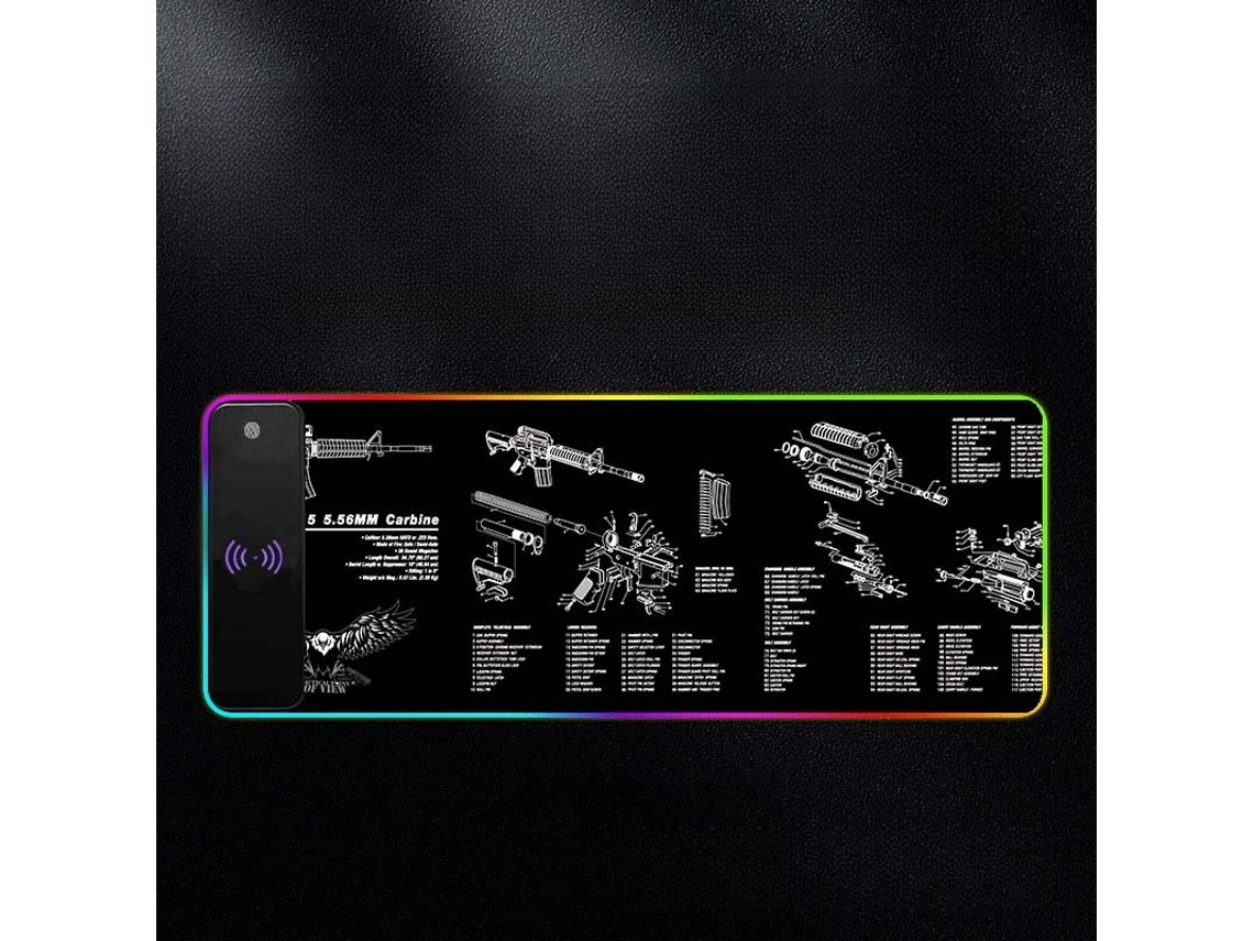 Mouse Pad, Carregamento Semi Fios 15w, Iluminação LED com 17 Modos, 80 x 30 cm, para PC, Macbook e Laptops. Hexinyigjly