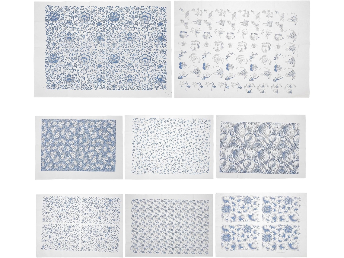 Imikeya Decalques De Papel Para Cerâmica Com Efeito Subesmalte, Pacote Com 8-folhas Design Tradicional, Ideal Para