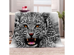 Manta com Estampa de Leopardo Impre em Microfibra 80x150cm