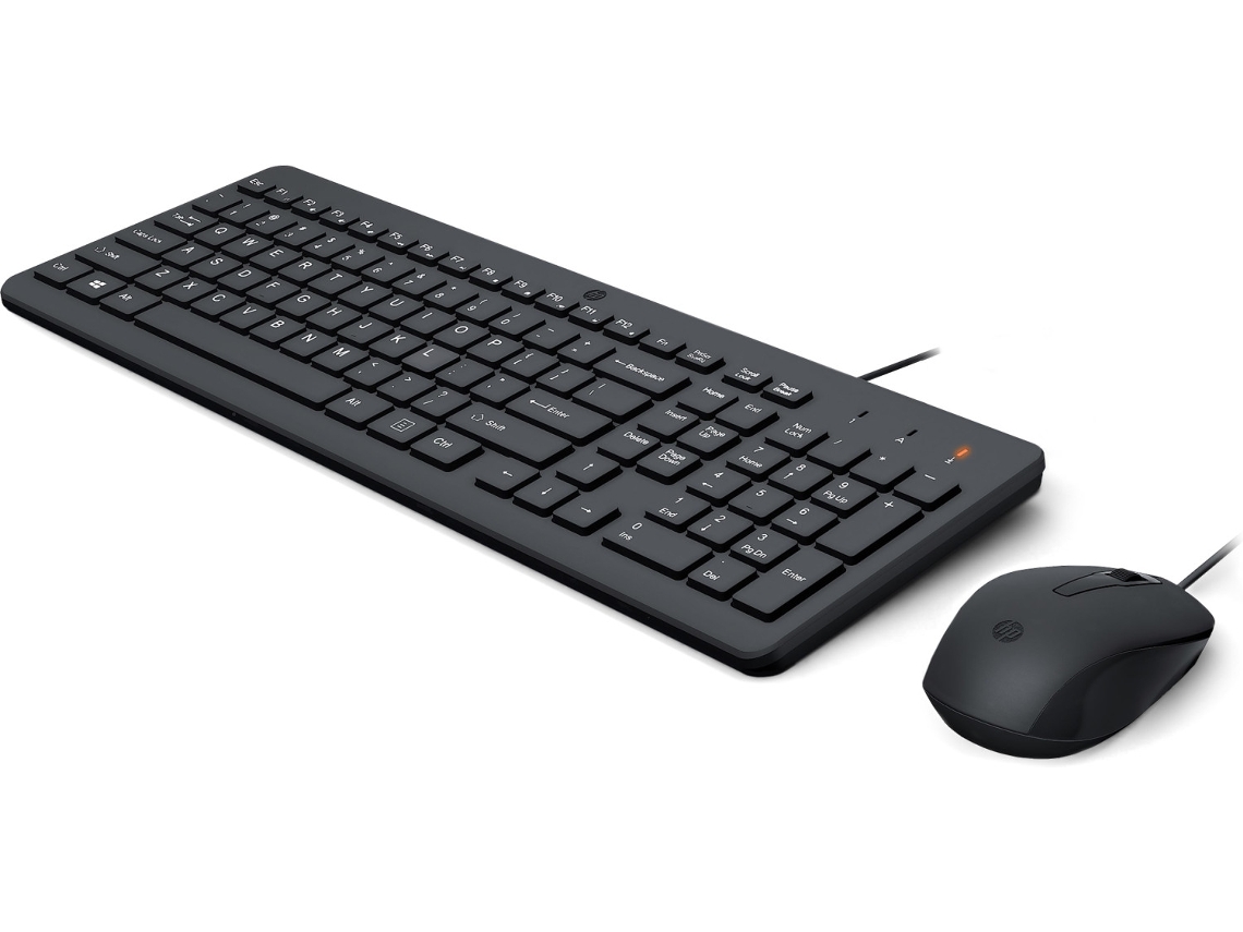 Mouse e teclado HP 150 com fio e teclado USB incluído preto