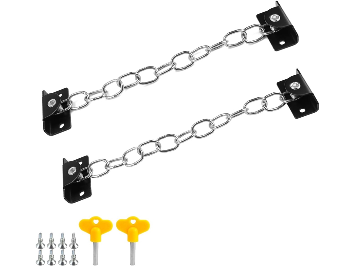 Fechadura Para Porta De Correr, 2 Abridores De Janela Com Corrente, Aço Inoxidável S Slowmoose