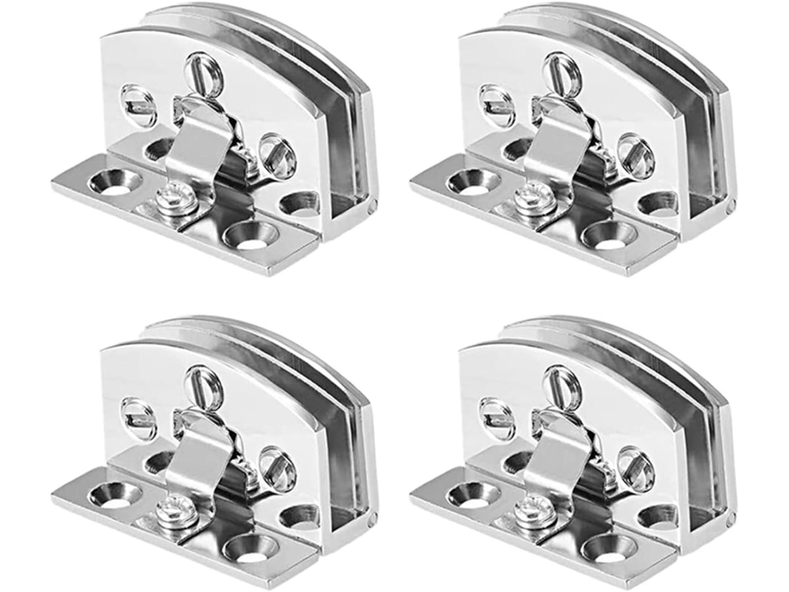 Dobradiças Para Porta De Box Vidro, Conjunto 4 Grampos Armário