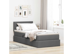Vidaxl Cama de Armazenamento Led com Colchão Cinzento escuro