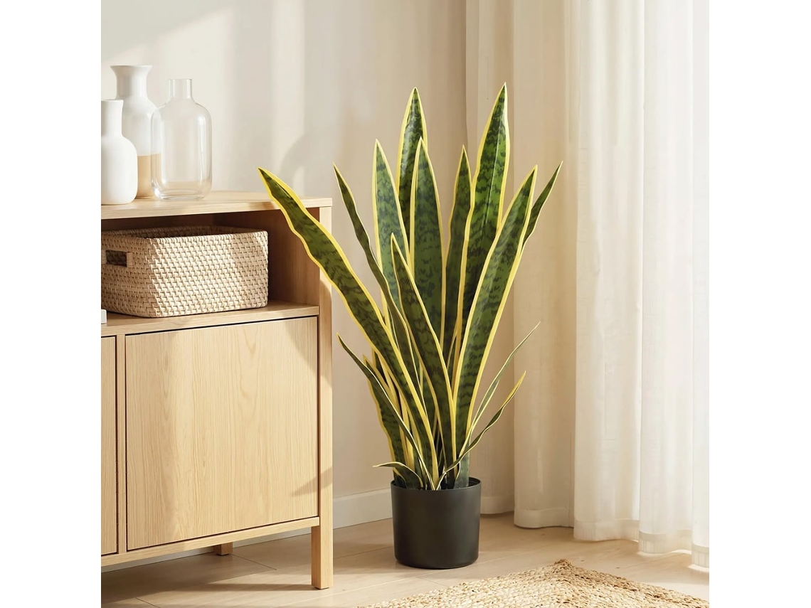 Planta, Cobra Artificial 77 Cm/ Planta Artificial em Vaso Cone de Sansevieria BRILVIBERA