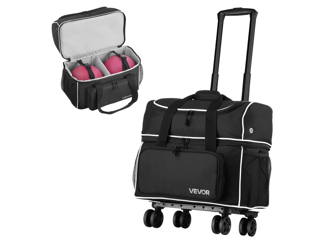 Saco de boliche Vevor 2 bolas e 4 rolos com rodas 400 x 310 x 450 mm