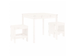 Conjunto de 3 Bistrô para Jardim Madeira de Pinho Maciça Branco MAISON EXCLUSIVE (90x200 cm)