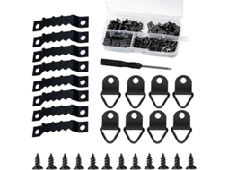 Kit de Apoios para Molduras com 251 Peças Gancho Serrado Anel D Parafusos e Chave de Fenda Preto