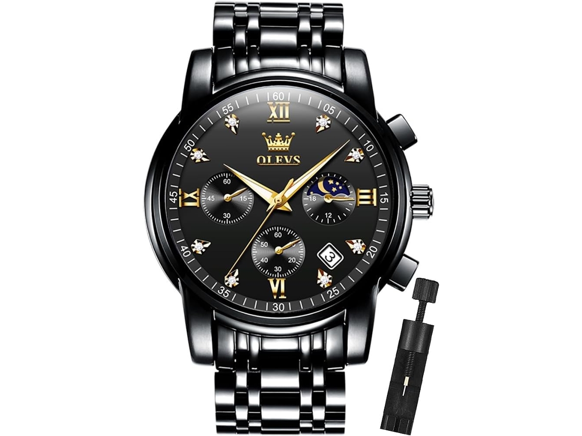 Lurelia Relógio Cronógrafo Masculino, Movimento De Quartzo, Analógico, Data/calendário, Luminoso, Aço Inoxidável, Resistente À Água