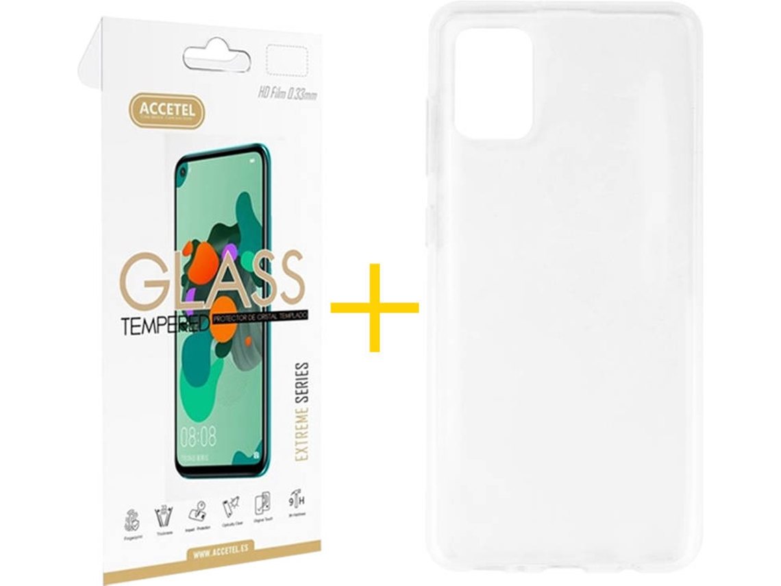 Kit Capa e Película Samsung Galaxy A51 5G ACCETEL Liso 1 (Transparente)