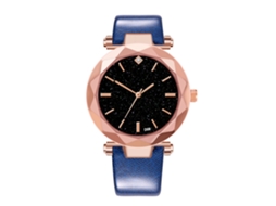 Relógio de Pulso Analógico de Quartzo com Pulseira Pu Fashion Azul
