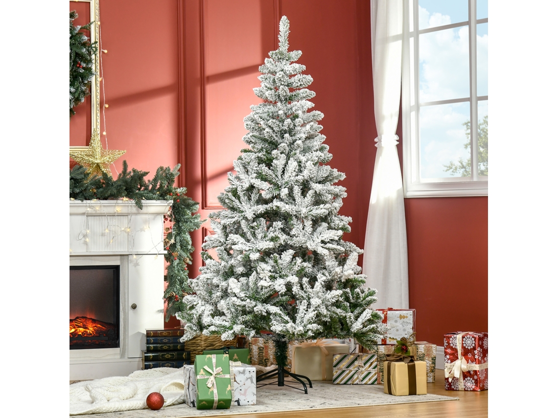 Artificial Christmas Tree Snow Effect Flame Retardant Hinged Construction Green/white