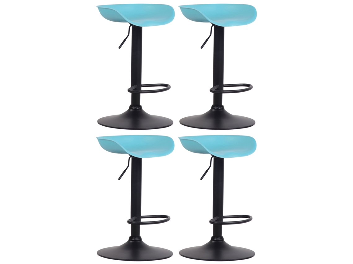 Conjunto de 4 bancos de bar em plástico Anaheim azul/preto CLP