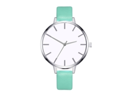 Relógio de Pulso Feminino de Quartzo com Pulseira de Couro Pu Estilo Simples Moderno Menta