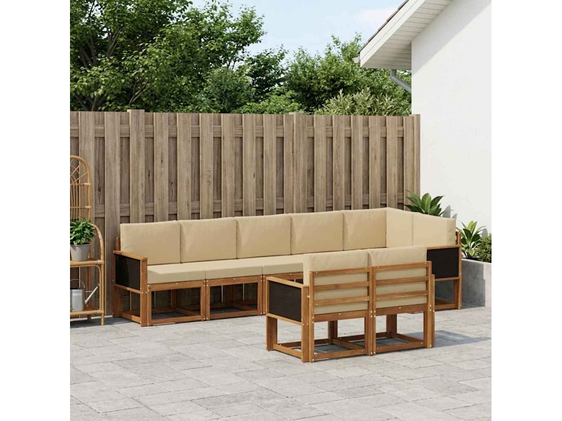 Vidaxl Conjunto De Sofás Para Exterior 8 Unid. Natural E Bege