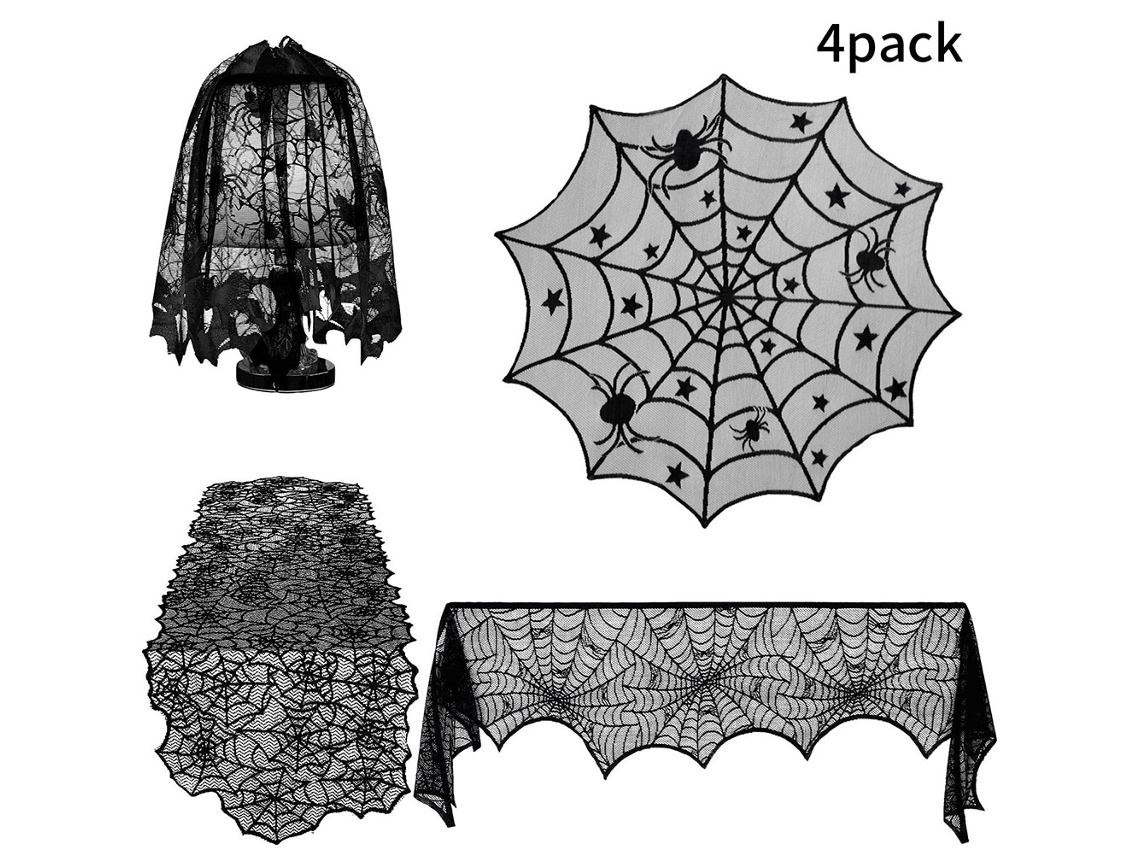4pcs Toalha de Mesa Halloween Teia de Aranha S/MARCA