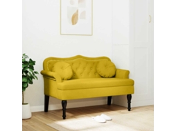 Banco Interior | Banco Com Almofadões 120,5x65x75 Cm Veludo Amarelo
