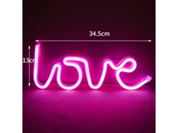 Sinal De Led Neon Amor Rosa Com Bateria Decoração