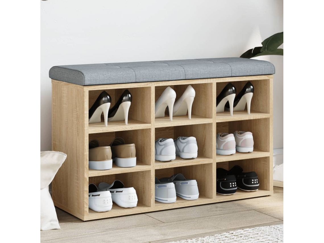Vidaxl Banco Para Sapatos Sonoma Oak 82x32x50 Cm Madeira Projetada