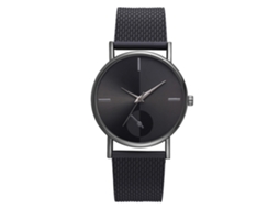 Relógio de Pulso Feminino Casual Simples com Mostrador Analógico Pulseira Estêncil Quartzo Preto